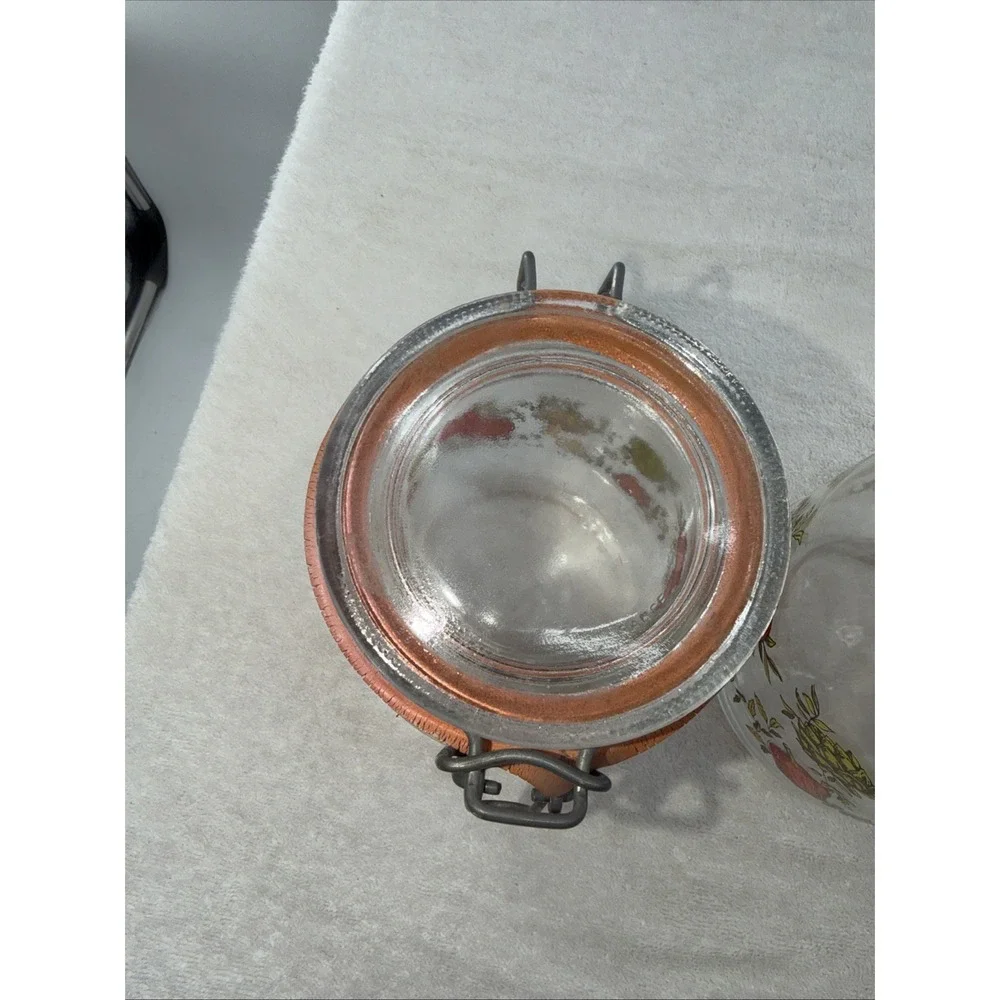 ARC France Vintage Spice Of Life Mushroom Veg Glass Canister Jar Set Of 3 1970s
